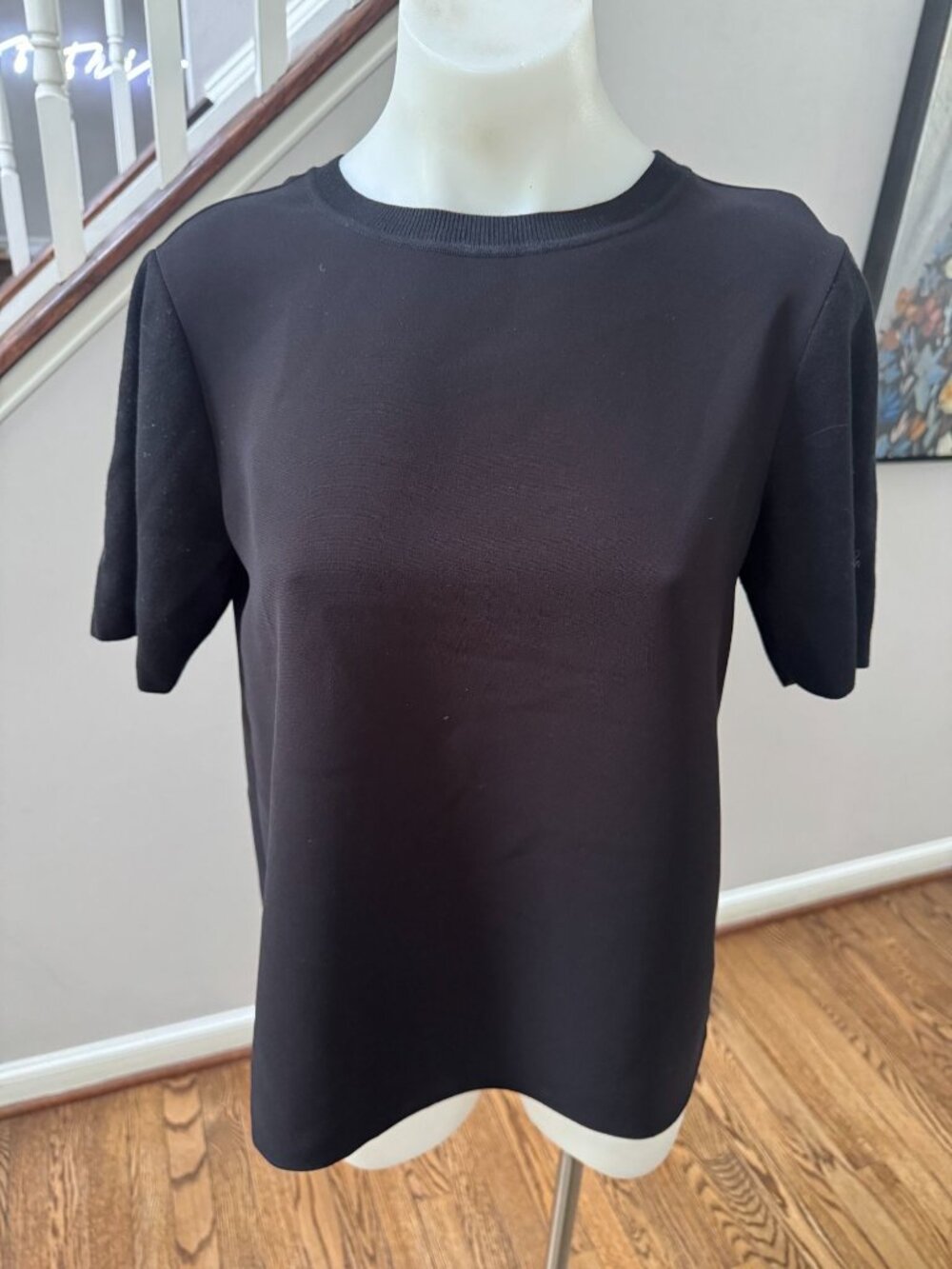 Theory Black Classic Short Sleeve Crepe Top Shirt Size Small